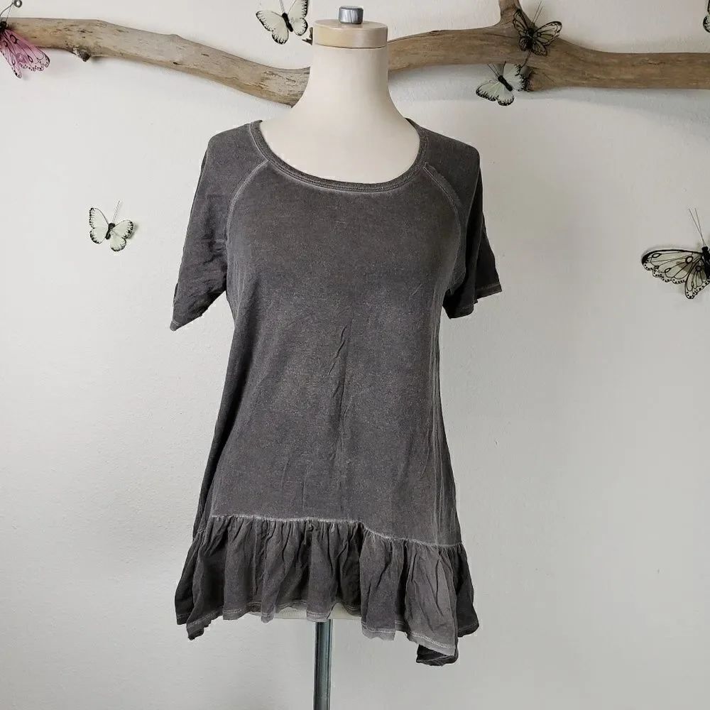 Danielle distressed wash black drop waist tee